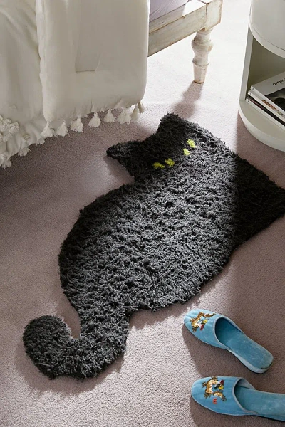 Urban Outfitters Cat Tufted Shag Rug In Black At