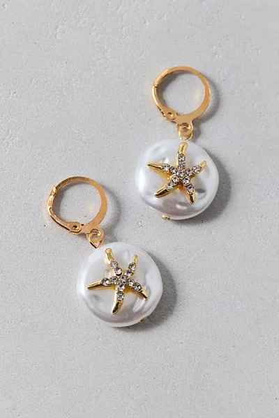 Urban Outfitters Catherine Dangling Charm Hoop Earrings In Pearl, Women's At  In Orange
