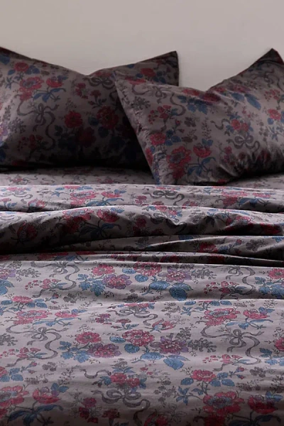 Urban Outfitters Catlyn Floral Patterned Duvet Set In Carbon At  In Purple