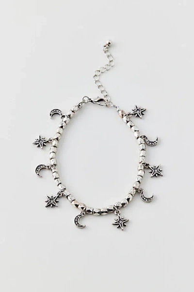 Urban Outfitters Celestial Charm Beaded Bracelet In Silver, Women's At
