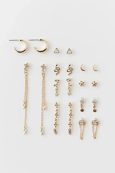 Urban Outfitters Celestial Rhinestone Post & Hoop Earring Set In Gold, Women's At