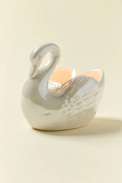 Urban Outfitters Ceramic Swan 5.5 oz Scented Candle In Sheer Musk/vanilla At