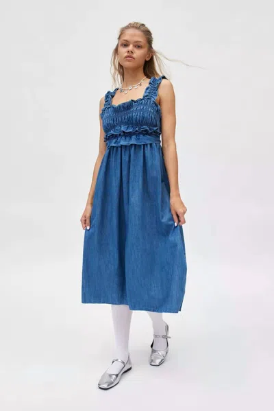 Urban Outfitters Chambray Midi Dress In Blue