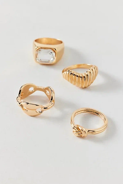 Urban Outfitters Charli Metal Mix And Match Ring Set In Gold, Women's At