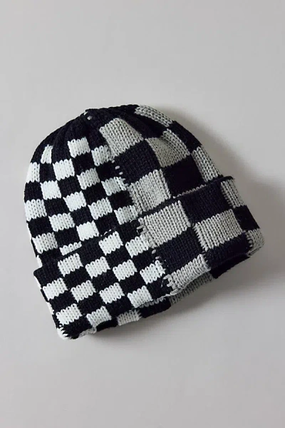 Urban Outfitters Check Mix Cuff Beanie In Black/white, Men's At