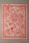Urban Outfitters Checkered Border Floral Printed Rug In Pink At