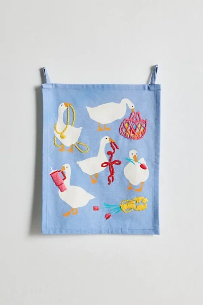 Urban Outfitters Cheeky Goose Embroidered Flag Tapestry In Blue At