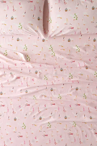 Urban Outfitters Cheeky Goose Patterned Sheet Set In Pink At