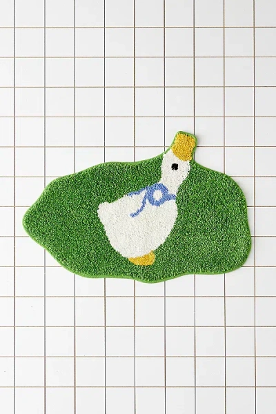 Urban Outfitters Cheeky Goose Shape Tufted Bath Mat In Goose Bow At  In Green