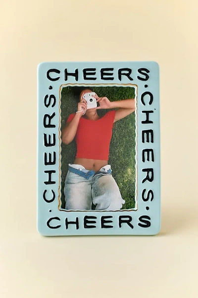 Urban Outfitters Cheers Slogan Text Ceramic 4" X 6" Picture Frame In Blue At