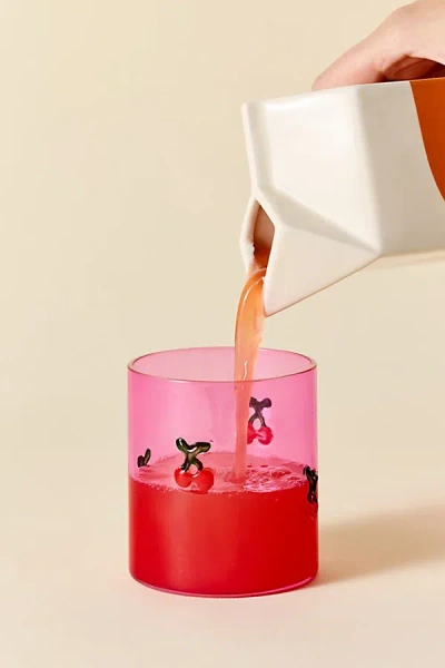 Urban Outfitters Cherry Icon Juice Glass In Cherry At  In Pink