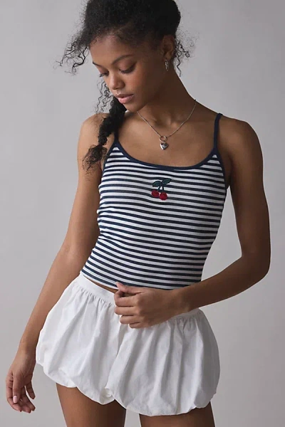 Urban Outfitters Cherry On Top Embroidered Graphic Striped Cami In Blue, Women's At
