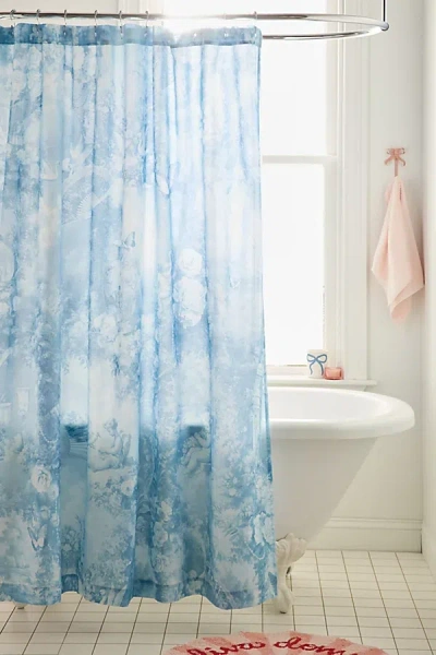 Urban Outfitters Cherub Patterned Shower Curtain In Blue At