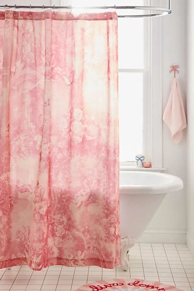 Urban Outfitters Cherub Patterned Shower Curtain In Pink At