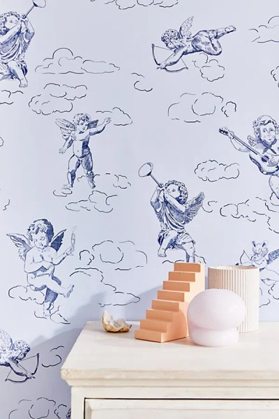 Urban Outfitters Cherub Removable Wallpaper In Blue