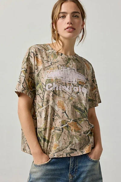 Urban Outfitters Chevrolet Graphic Camo Print Oversized Tee In Camo Print, Women's At  In Brown