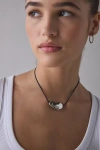 Urban Outfitters Chicago Metal Pendant Corded Necklace In Silver, Women's At  In Brown