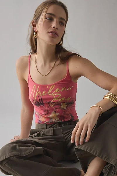 Urban Outfitters Chileno Bay Tropical Graphic Cropped Cami In Berry, Women's At
