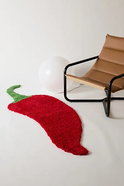 Urban Outfitters Chili Pepper Shaped Tufted Shag Rug In Red At