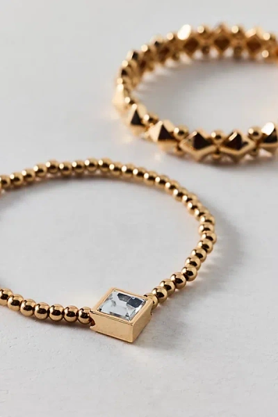 Urban Outfitters Chiron Rhinestone Metal Stretch Bracelet Set In Gold, Women's At