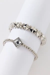 Urban Outfitters Chiron Rhinestone Metal Stretch Bracelet Set In Silver, Women's At