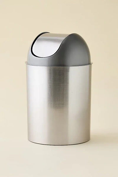 Urban Outfitters Chrome Swing-top Lid Trash Bin In Silver At  In Gray