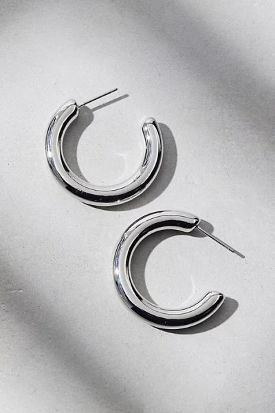 Urban Outfitters Chubby Small Hoop Earrings In Silver, Women's At  In Metallic