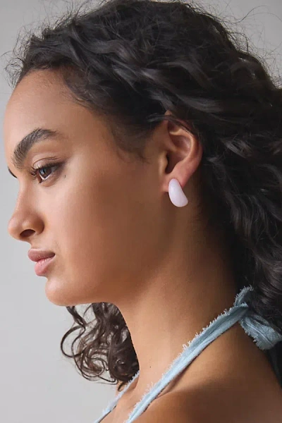 Urban Outfitters Chunky Stone Dome Hoop Earring In Rose Quartz, Women's At  In Pink