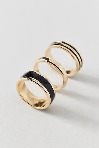 Urban Outfitters Cigar Band Stainless Steel Ring Set In Gold, Men's At
