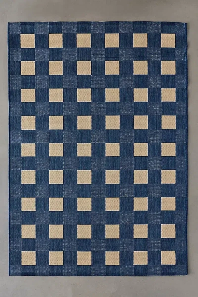 Urban Outfitters Cillian Checkerboard Indoor/outdoor Rug In Navy At