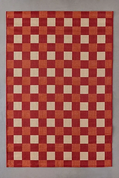 Urban Outfitters Cillian Checkerboard Indoor/outdoor Rug In Red At