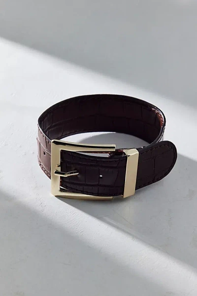 Urban Outfitters Cinched Belted Bangle Bracelet In Dark Brown, Women's At