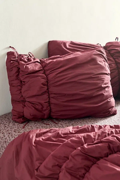 Urban Outfitters Cinched Puffy Sham Set In Port Royale At  In Burgundy