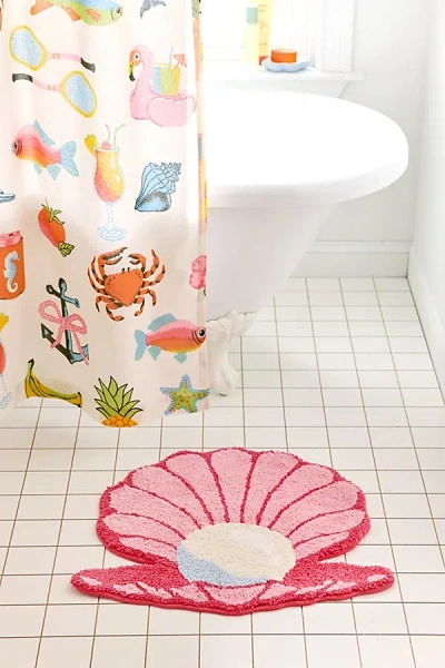 Urban Outfitters Clamshell Shape Tufted Bath Mat In Pink At