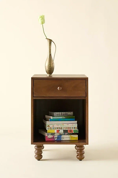Urban Outfitters Clara Wood Storage Nightstand In Walnut At  In Brown