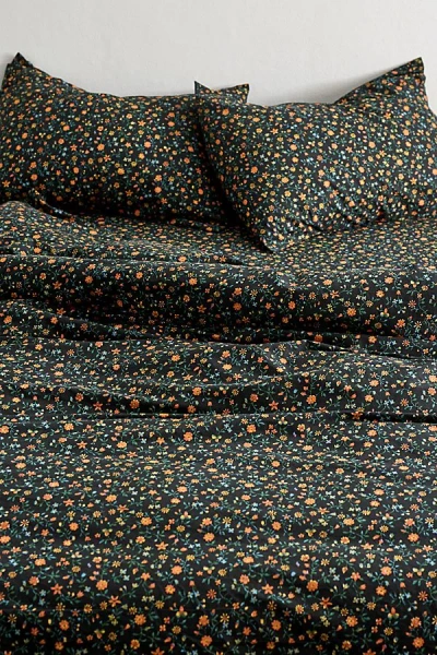 Urban Outfitters Clarissa Floral Vine Duvet Set In Black At