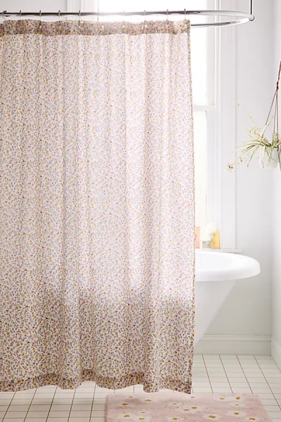 Urban Outfitters Clarissa Floral Vine Shower Curtain In Ivory At