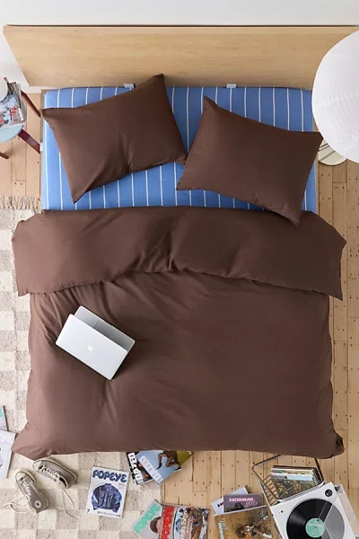 Urban Outfitters Classic Linen-blend Duvet Cover In Fondue Fudge At