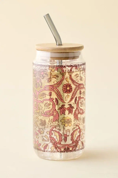 Urban Outfitters Classic Patterned To-go Glass Tumbler In Ruby At  In Multi