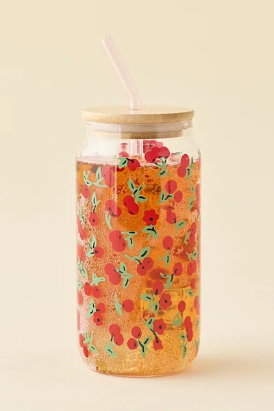 Urban Outfitters Classic Patterned To-go Glass Tumbler At  In Orange
