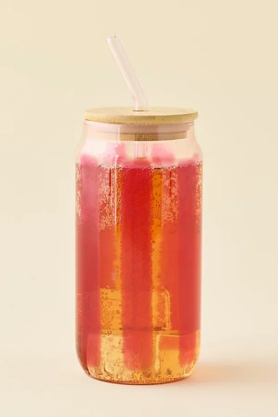 Urban Outfitters Classic Patterned To-go Glass Tumbler In Stripes At  In Red