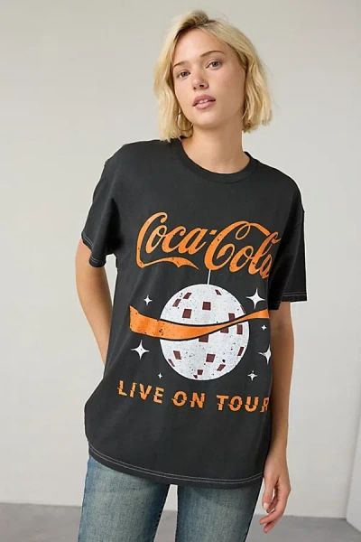 Urban Outfitters Coca-cola Live On Tour Disco Ball Graphic T-shirt Dress In Black, Women's At