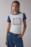 Urban Outfitters Cold Af Fairisle Graphic Raglan Baby Tee In White, Women's At  In White