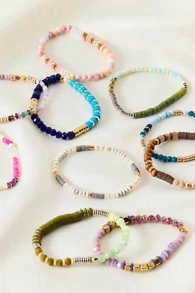 Urban Outfitters Color Pop Mixed Beaded Stretch Bracelet Set In Lilac, Women's At