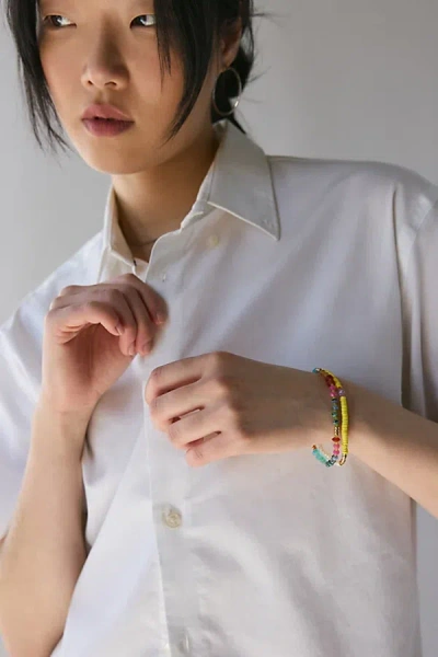 Urban Outfitters Color Pop Mixed Beaded Stretch Bracelet Set In Yellow, Women's At