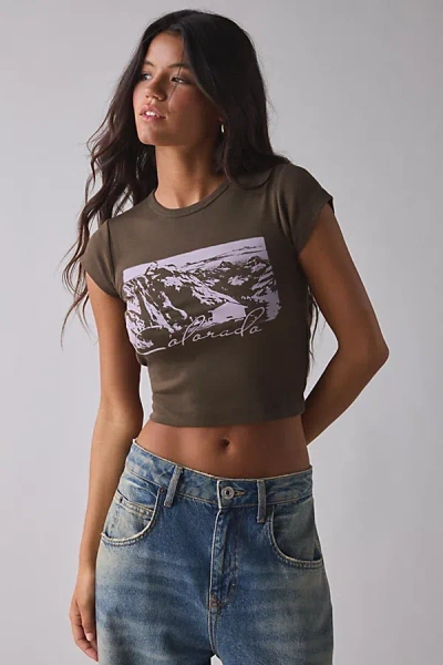 Urban Outfitters Colorado Ski Slopes Graphic Baby Tee In Brown, Women's At
