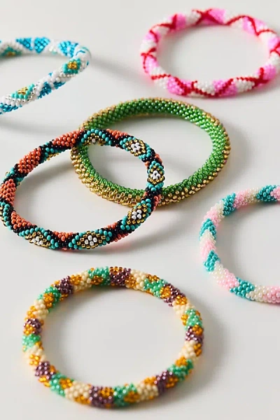 Urban Outfitters Colorful Beaded Rope Bracelet In Light Green, Women's At