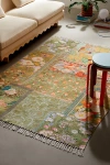 Urban Outfitters Colorful Floral Digital Printed Chenille Rug In Olive At  In Multi