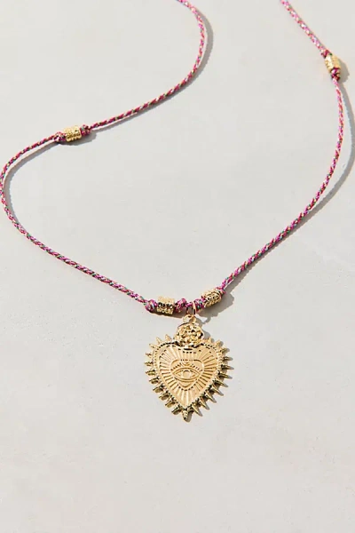 Urban Outfitters Colorful Knotted Heart Pendant Necklace In Gold, Women's At