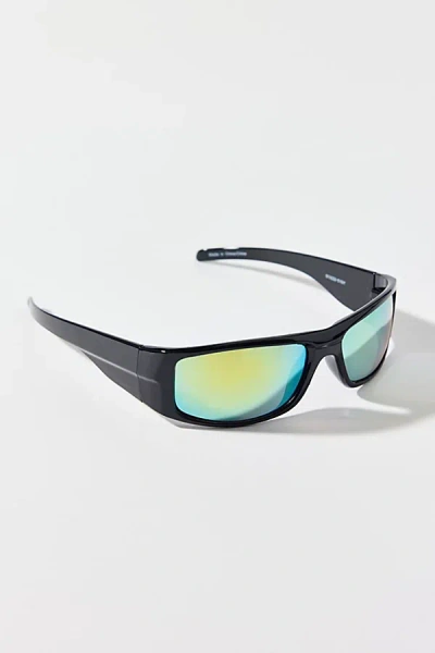 Urban Outfitters Colt Mirrored Lens Shield Sunglasses In Black, Men's At  In Green